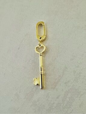 Gold Heart Key Charm Pendant